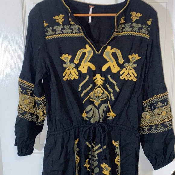 Black and gold Free People embroidery dress - Picture 3 of 5